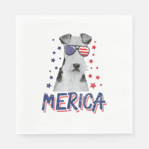 Serviette En Papier Merica Wire Fox Terrier Dog 4 juillet USA Cadeau