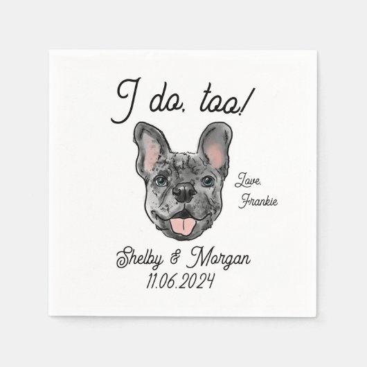 Serviette En Papier Merle French Bulldog Mariage Cocktail Napkin (Devant)