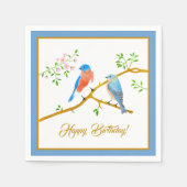 Serviette En Papier Merles Bleus Cadre Bleu (Devant)