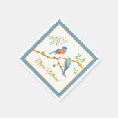 Serviette En Papier Merles Bleus Cadre Bleu (Coin)