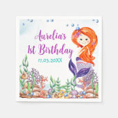 Serviette En Papier Mermaid 1er anniversaire fêté près de la mer (Devant)