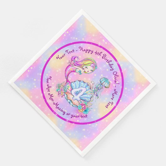 Serviette En Papier Mermaid 4e anniversaire Modifier Modifier Modifier (Coin)