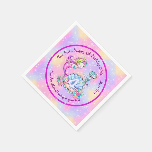 Serviette En Papier Mermaid 4e anniversaire Modifier Modifier Modifier (Coin)