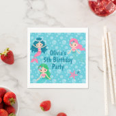 Serviette En Papier Mermaid Anniversaire Custom Ocean Party (En situation)
