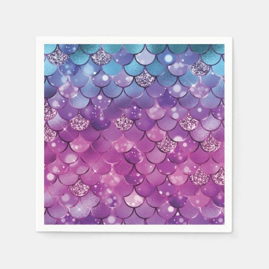Serviette En Papier Mermaid Anniversaire violet rose (Devant)