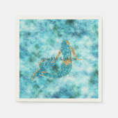 Serviette En Papier Mermaid Aqua Gold Glitz Parties scintillant (Devant)