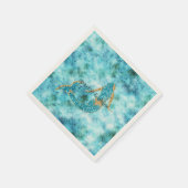 Serviette En Papier Mermaid Aqua Gold Glitz Parties scintillant (Coin)