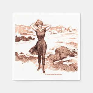 Serviette En Papier Mermaid Beach Gibson Girl Victorian Antique