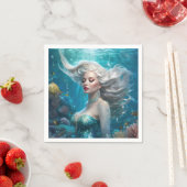 Serviette En Papier Mermaid cheveux en argent Turquoise Océan (En situation)