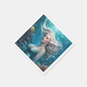 Serviette En Papier Mermaid cheveux en argent Turquoise Océan (Coin)