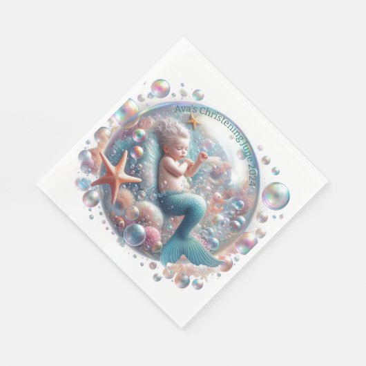 Serviette En Papier Mermaid Christening (Coin)