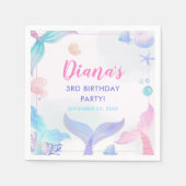Serviette En Papier Mermaid Girl 3e fête d'anniversaire (Devant)
