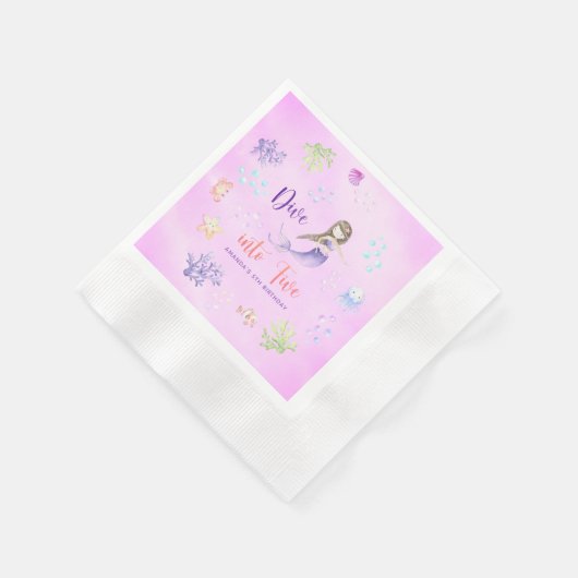 Serviette En Papier Mermaid Girl Dive In Five 5th Birthday Party (Coin)