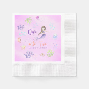 Serviette En Papier Mermaid Girl Dive In Five 5th Birthday Party