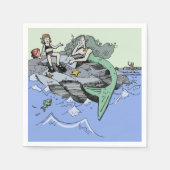 Serviette En Papier Mermaid littoral mignon dessin animé plage art pou (Devant)