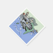 Serviette En Papier Mermaid littoral mignon dessin animé plage art pou (Coin)