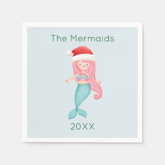 Serviette En Papier Mermaid Père Noël Noël (Devant)