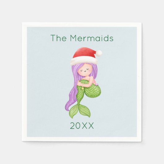 Serviette En Papier Mermaid Père Noël Noël (Devant)