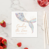 Serviette En Papier Mermaid Queue 1er anniversaire (En situation)