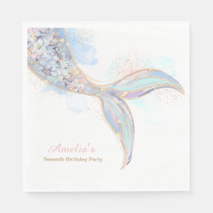 Serviette En Papier Mermaid Queue Anniversaire