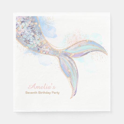 Serviette En Papier Mermaid Queue Anniversaire (Devant)