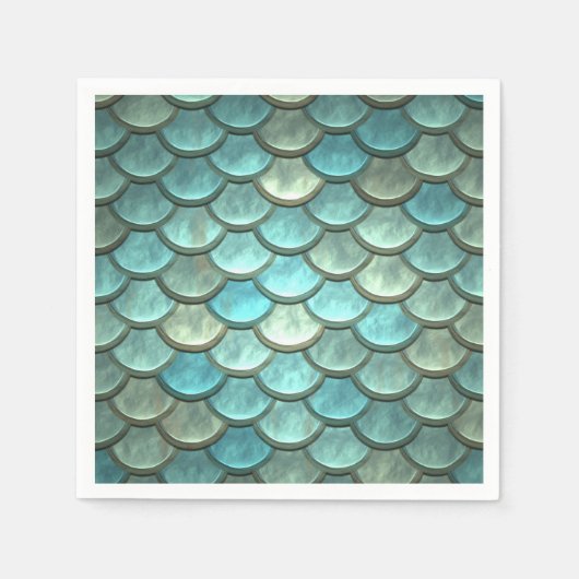Serviette En Papier Mermaid Scales Mermaits Sous-Eau Fête Thématique (Devant)