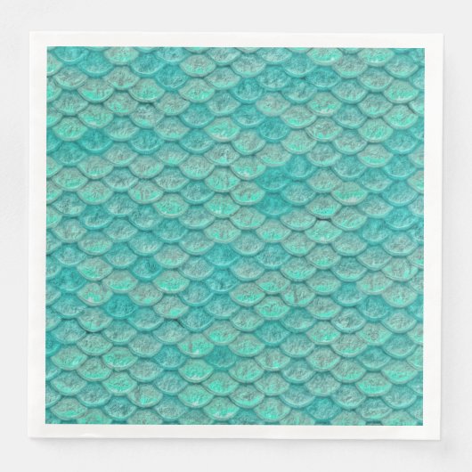 Serviette En Papier Mermaid Sea Green Scales Papier Napkin (Devant)