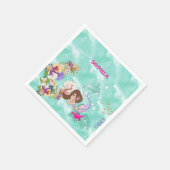 Serviette En Papier Mermaid Starfish Cute personnelle cheveux foncés (Coin)