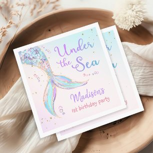 Serviette En Papier Mermaid Summer Pool 1ère fête d'anniversaire
