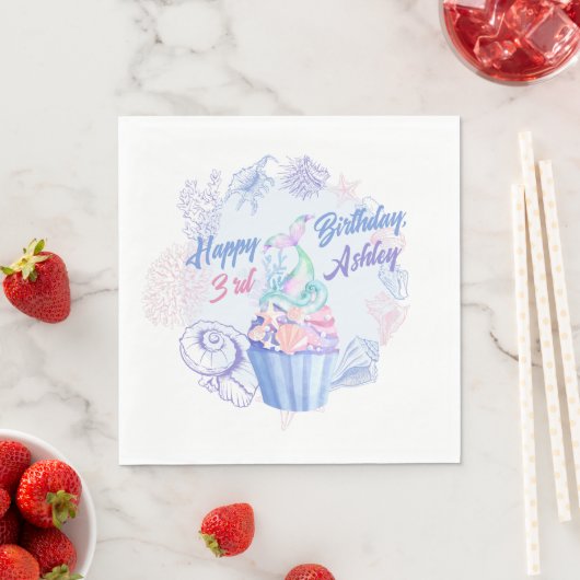 Serviette En Papier Mermaid Tail Cupcake Anniversaire Papier (En situation)