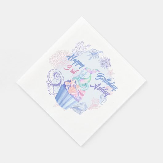 Serviette En Papier Mermaid Tail Cupcake Anniversaire Papier (Coin)