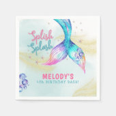 Serviette En Papier Mermaid Tail Glitter Splish Splash birthday (Devant)