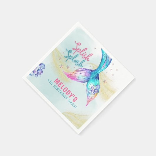 Serviette En Papier Mermaid Tail Glitter Splish Splash birthday (Coin)