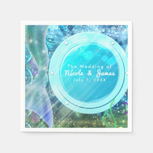 Serviette En Papier Mermaid Tail Magic Under the Sea Birthday Party (Devant)