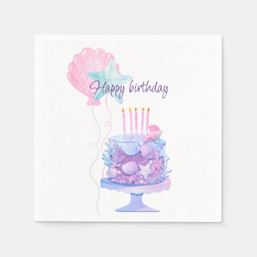 Serviette En Papier Mermaid Thème Anniversaire Bash (Devant)