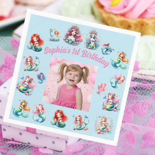 Serviette En Papier Mermaids Under the Sea Photo Party Anniversaire de