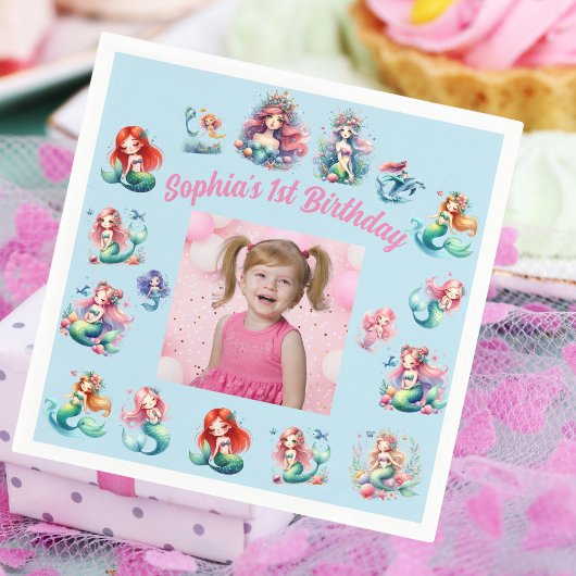 Serviette En Papier Mermaids Under the Sea Photo Party Anniversaire de