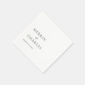 Serviette En Papier Merrin Noir et Blanc Mariage élégant (Coin)