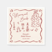 Serviette En Papier Merry and Bride Whimsical Holiday Bridal Shower (Devant)