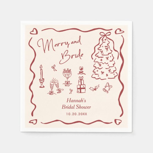 Serviette En Papier Merry and Bride Whimsical Holiday Bridal Shower (Devant)
