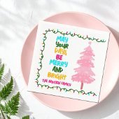 Serviette En Papier Merry Bright Pink Christmas Tree Custom Party