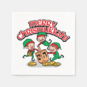 Serviette En Papier Merry Chrismukkah avec Elves et Dreidels (Devant)
