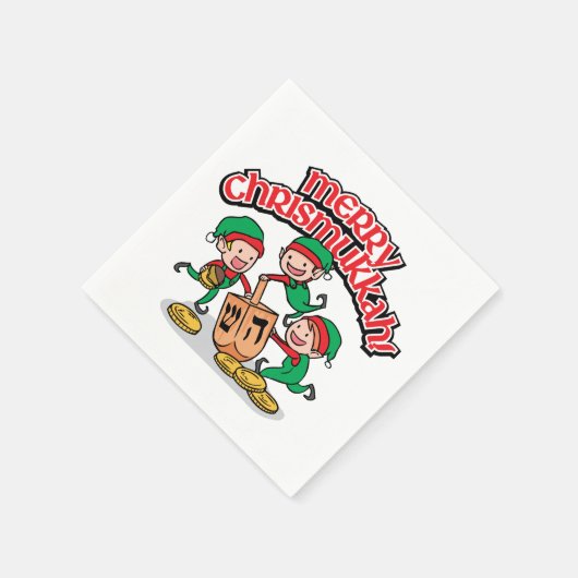 Serviette En Papier Merry Chrismukkah avec Elves et Dreidels (Coin)