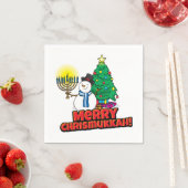 Serviette En Papier Merry Chrismukkah avec Snowman et Menorah (En situation)
