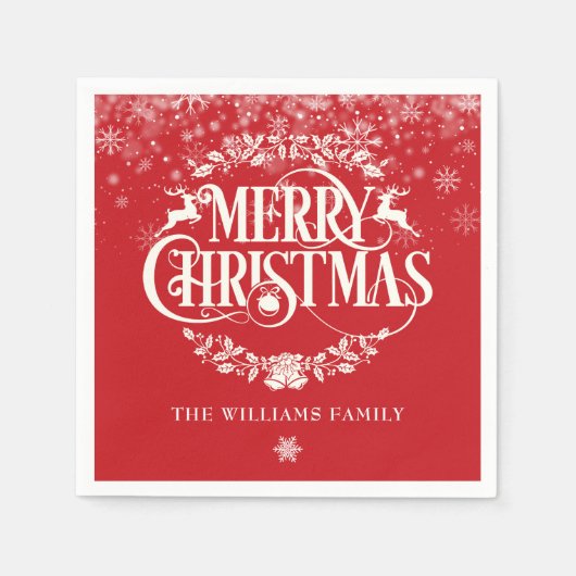 Serviette En Papier Merry Christma Winter Snowflakes Family (Devant)