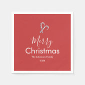 Serviette En Papier Merry Christmas Candy Cane Red Party (Devant)
