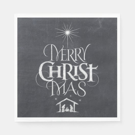 Serviette En Papier Merry CHRISTmas Christian Chalk Calligraphie (Devant)