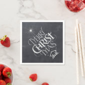 Serviette En Papier Merry CHRISTmas Christian Chalkboard Calligraphie (En situation)