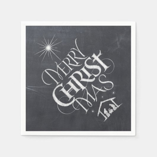 Serviette En Papier Merry CHRISTmas Christian Chalkboard Calligraphie (Devant)