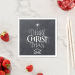 Serviette En Papier Merry CHRISTmas Christian Chalkboard Calligraphie<br><div class="desc">Joyeux CHRISTmas Calligraphie de tableau de bord religieux Nous disons "Joyeux Noël" tout le temps, mais souvent oublier l'origine des mots. Cet art présente des lettrages originaux à la main qui, dans son design unique, raconte l'histoire de Noël, simplement et élégamment dans le look tendance de tableau noir. Montrez votre...</div>